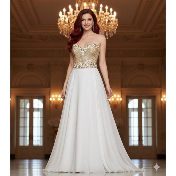 Sherri Hill Embellished Sweetheart Neckline Strapless Gown Size 4 Pageant Prom - Picture 15 of 15